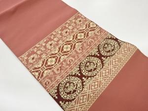 綴れ横段に花唐草・鳳凰模様織出し名古屋帯